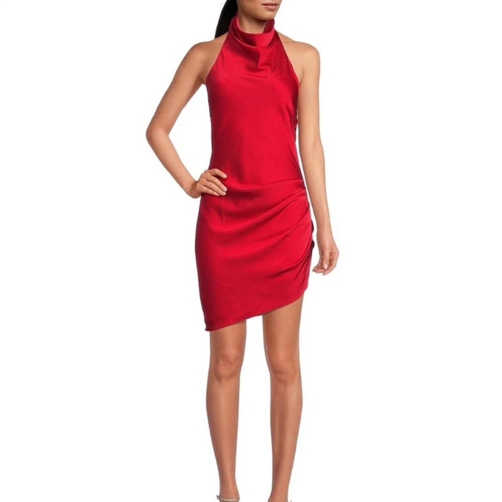 Gianni Bini Payton Red Satin Mini Halter Sheath Dress- 12- NWT